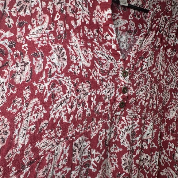 Knox Rose Womens Size XL Red Paisley Floral Midi Dress Boho Rayon Soft V Neck - Picture 9 of 9